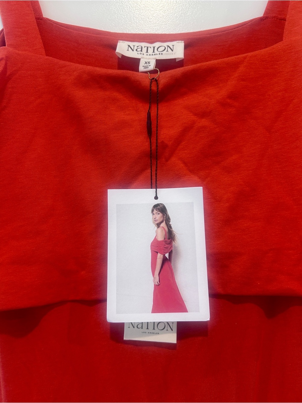 NWT Nation LTD Tamaira Off the Shoulder Auburn Red Pima Cotton Maxi Dress XS - Picture 3 of 7